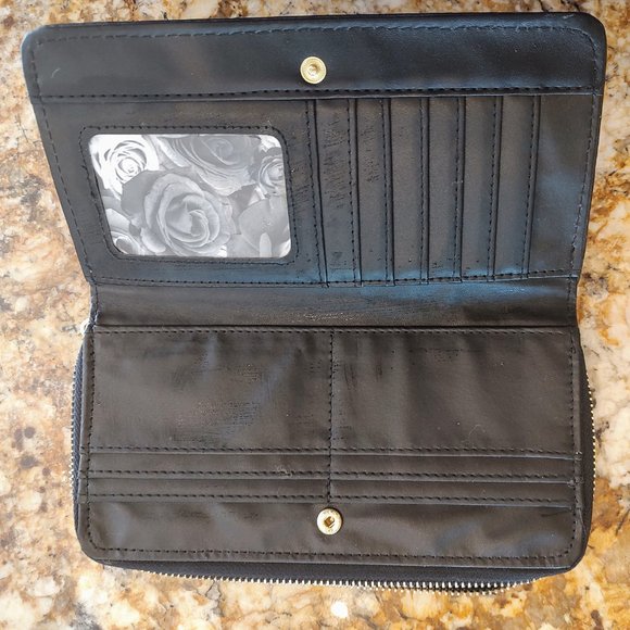 Adrienne Vittadini studio black wallet. 8"X4.5" faux leather, un-used. - Picture 6 of 12